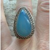 Zilveren ring druppelvormige kop met Chalcedoon maat 17.3 mm
