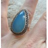 Zilveren ring druppelvormige kop met Chalcedoon maat 17.3 mm