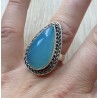 Zilveren ring druppelvormige kop met Chalcedoon maat 17.3 mm