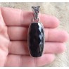 Zilveren hanger rechthoekige facet zwarte Onyx bewerkte setting