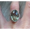 Zilveren ring met groene Amethist in bewerkte setting 17 mm