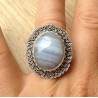 Zilveren ring met blauw Lace Agaat bewerkte kop en band 18 mm