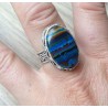 Zilveren ring met Calsilica en bewerkte kop ring maat 18 mm