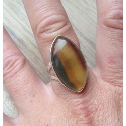 Zilveren ring met ovale Fluoriet ring maat 17.7 mm
