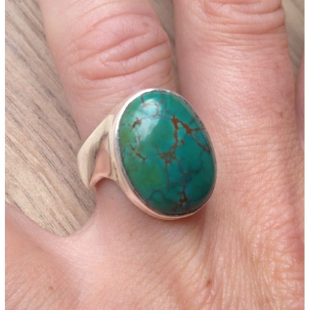 Zilveren ring met Tibetaanse Turkoois ring maat 17.7 mm
