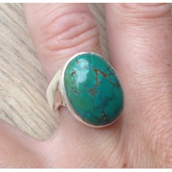 Zilveren ring met Tibetaanse Turkoois ring maat 17.7 mm