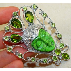 Zilveren edelsteen hanger met uit groen Turkoois gezicht