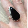 Zilveren ring met druppelvorm zwarte Onyx ring maat 17 mm