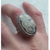 Zilveren ring met Laguna Lace Agaat in bewerkte setting 19 mm