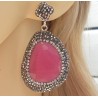 Zilveren oorbellen met roze Kattenoog en Swarovski kristallen