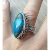 Zilveren ring ovale blauw Turkoois in bewerkte setting 17.7 mm