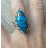 Zilveren ring ovale blauw Turkoois in bewerkte setting 17.7 mm