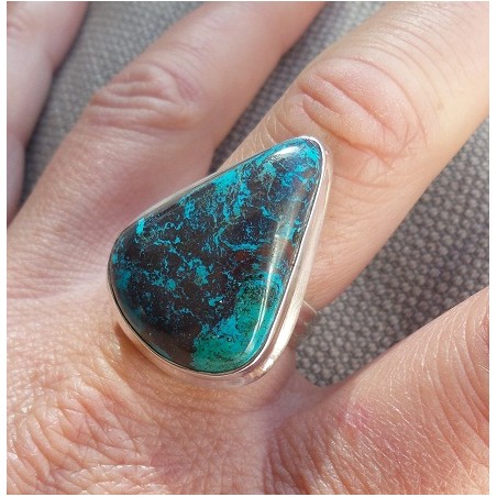 Zilveren ring gezet met Azuriet ring maat 18 mm