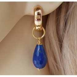 Vergulde creolen met Lapis Lazuli briolet