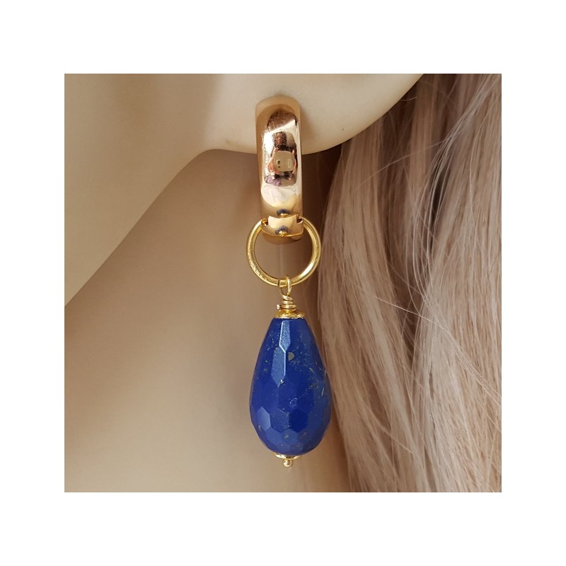 Vergulde creolen met Lapis Lazuli briolet