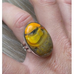 Zilveren ring met ovale Eclipse steen ring maat 16.5 mm