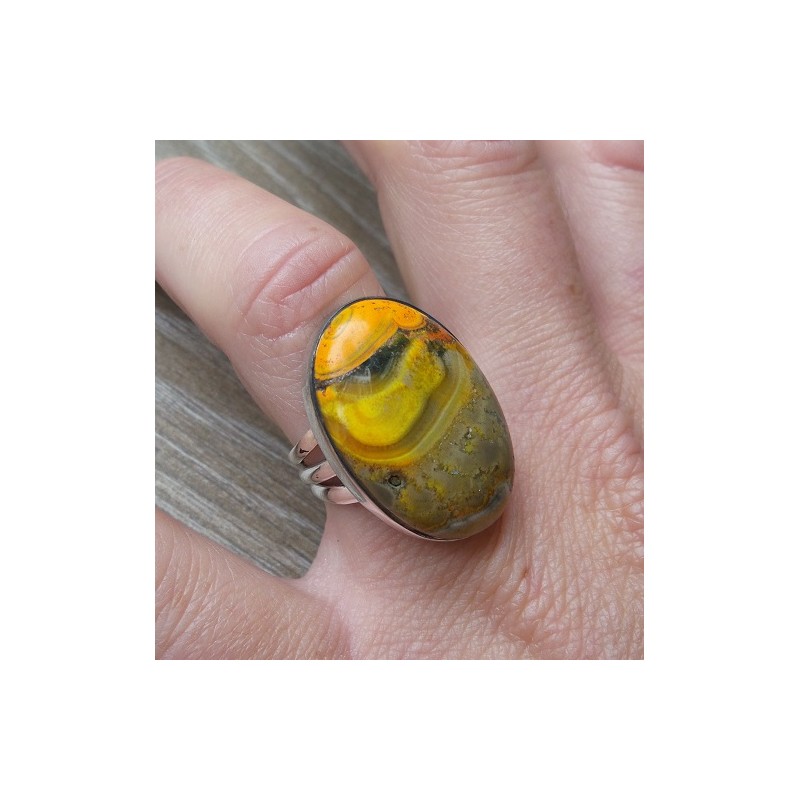 Zilveren ring met ovale Eclipse steen ring maat 16.5 mm
