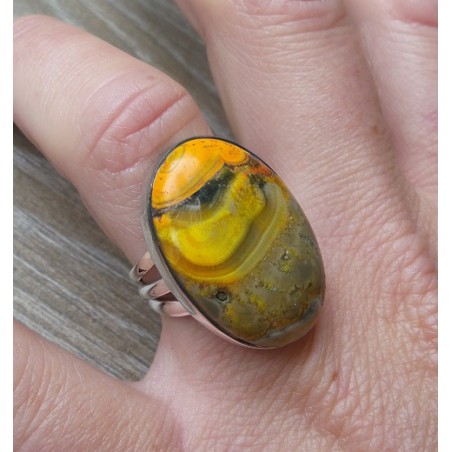 Zilveren ring met ovale Eclipse steen ring maat 16.5 mm
