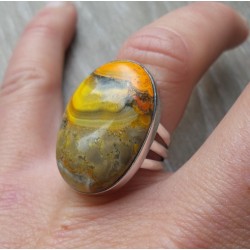 Zilveren ring met ovale Eclipse steen ring maat 16.5 mm