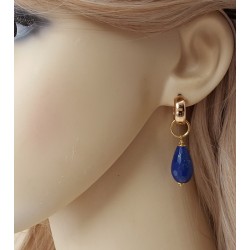 Vergulde creolen met Lapis Lazuli briolet