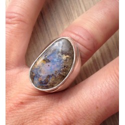 Zilveren ring gezet met Boulder Opaal maat 17.3 mm