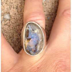 Zilveren ring gezet met Boulder Opaal maat 17.3 mm