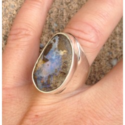 Zilveren ring gezet met Boulder Opaal maat 17.3 mm
