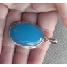 Zilveren hanger gezet met ovale blauwe Chalcedoon