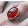 Zilveren ring met Carneool gezet in bewerkte setting 18 mm