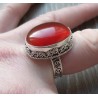 Zilveren ring met Carneool gezet in bewerkte setting 18 mm