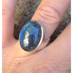 Zilveren ring gezet met Labradoriet ring maat 16.7 mm