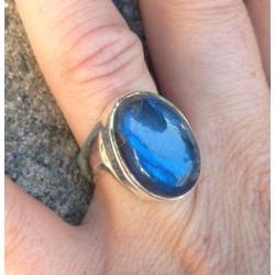 Zilveren ring gezet met Labradoriet ring maat 16.7 mm