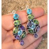 Zilveren oorbellen met Amethist, Peridot en blauw Topaas