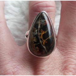 Zilveren ring met druppelvorm Pilbara Jaspis maat 17.3 mm