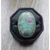 Zilveren ring met ovale Robijn in Fuchsiet ring maat 19.3 mm