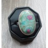 Zilveren ring met ovale Robijn in Fuchsiet ring maat 19.3 mm