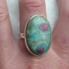 Zilveren ring met ovale Robijn in Fuchsiet ring maat 19.3 mm