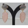 Vergulde oorbellen met grijze Chalcedoon en roze Chalcedoon
