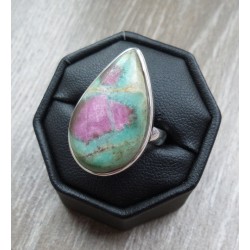 Zilveren ring met druppelvorm Robijn in Fuchsiet maat 17.5 mm