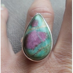 Zilveren ring met druppelvorm Robijn in Fuchsiet maat 17.5 mm