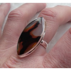 Zilveren ring met marquise Montana Agaat ring maat 18.5 mm