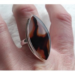 Zilveren ring met marquise Montana Agaat ring maat 18.5 mm