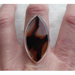 Zilveren ring met marquise Montana Agaat ring maat 18.5 mm