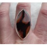 Zilveren ring met marquise Montana Agaat ring maat 18.5 mm