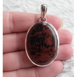 Zilveren hanger gezet met mahonie Obsidiaan