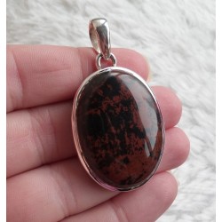 Zilveren hanger gezet met mahonie Obsidiaan