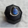 Zilveren ring met brede druppelvorm Labradoriet ring maat 18 mm