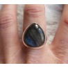 Zilveren ring met brede druppelvorm Labradoriet ring maat 18 mm