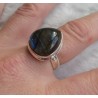 Zilveren ring met brede druppelvorm Labradoriet ring maat 18 mm