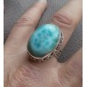 Zilveren ring met ovale Larimar gezet in bewerkte setting 18.5 m